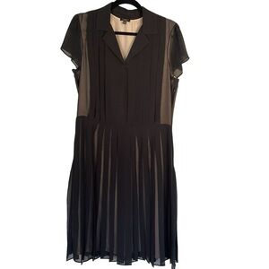 Talbots Silk Lined Pleated Short Sleeve Midi Dress Size 12